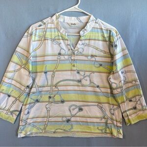 Women's Striped Blouse with Nautical Print
